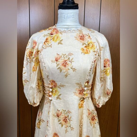 Zimmermann Rosa Linen Floral Minidress size 1/us size 6 - Picture 6 of 13